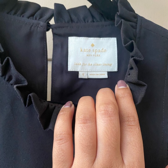 Kate Spade black size 6 dress with ruffle details and pockets - Picture 3 of 8